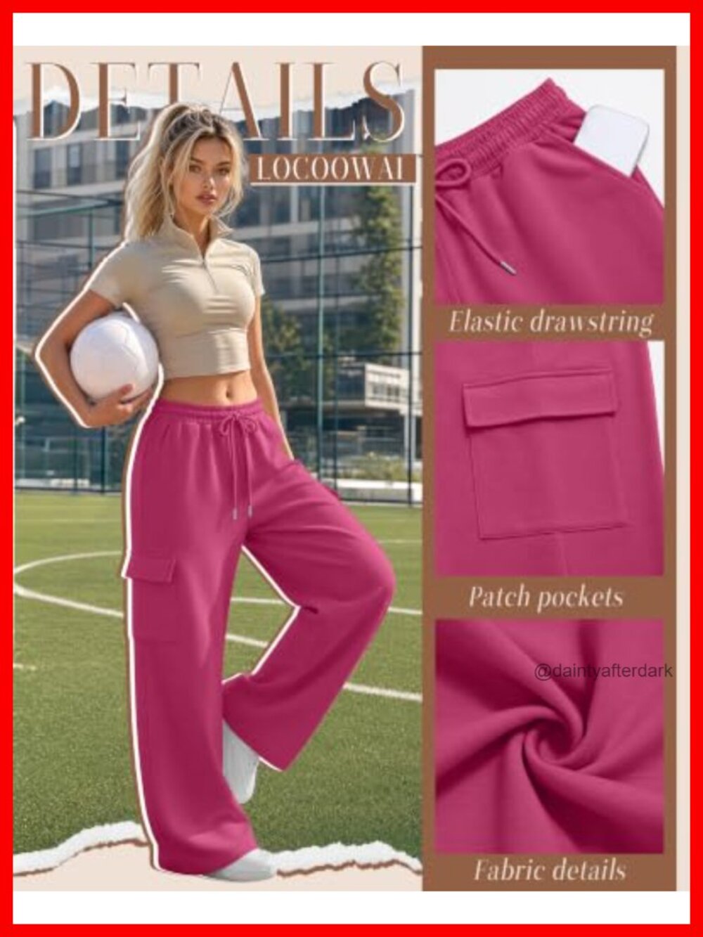 4 Pack Women's Cargo Sweatpants Wide Leg Baggy Drawstring Pockets - Picture 4 of 5
